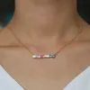 rainbow cz bar necklace simple classic fashion jewelry Gold plated colored cz minimal colorful cz necklaces242Z