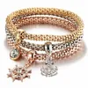 3PCS/Set Elastyczne kryształowe bransoletka diamentowe serce Crown Tree of Life Butterfly Charm Bracelets Bransle Mankiety