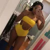 Nowe Kobiety Sexy High Waist Bikini Set Swimwear Push Up Spaghetti Paski Kitter Kitnitur Kąpiel Solid Beachwear Biquini Sex Apel