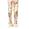 Stivali con tacco alto al ginocchio in pelle specchiata oro argento Stivali da donna con tacco alto sopra il ginocchio Scarpe a punta moda da strada