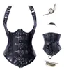 Couro steampunk gótico aço desossado espartilho cintura espartilho espartilho espartilho underbust trainer steampunk roupas corselet