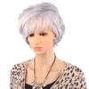 Parrucche ricci corte per donne vecchie capelli ombre grigi bianchi con scoppi capelli sintetici con parrucca piena cosplay