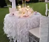 NUOVA gonna da tavolo con volant di stoffa romantica Decorazioni di nozze fatte a mano Custom Made Avorio Bianco Torta di organza Ruffles237p