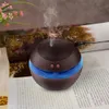 USB ultrasone luchtbevochtiger, 300 ml aroma diffuser etherische olie diffuser aromatherapie mist maker met blauw LED-licht (donker hout)