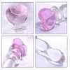 Huge Pyrex Glass Dildo,Anal 3 Beads Butt Plug Toys,Crystal Massager Pleasure Wand Heart Shape Adult Sex Toys for Couple,Pink S921
