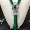 sıcak satmak doğal yeşil yeşim mikro işlemeli zirkon toka püskül kolye uzun kazak zincir moda takı