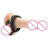 Anneaux de pénis en cuir manches Cockring stimulateur de clitoris anneau de verrouillage SM Sex Toy produits pour Couple hommes ceinture de chasteté masculine