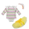 Conjuntos de ropa para bebés Vestido para niñas Peleles de manga larga Mono para huevos del día de Pascua + Vestido tutú + Diadema Regalos para baby shower Disfraz para niños Ropa