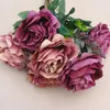 Französische Style Hallo q Bicolor Künstliche Rose 13 Köpfe Hybrid Seide Pfingstrose Dekorative Blume Blumenstrauß Hochzeit Vase Dekoration