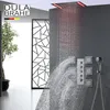 Bathroom Shower Combo Faucet Mixer Set Large Water Flow Shower Valve Rain Waterfall LED Shower Head