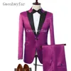 2018 Latest Designs Satin Men Suit Custom Made Size and ColorTuxedos Prom Mens Suits Best Man Groom Wedding Suits (Jacket+Pants) 2 Piece