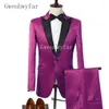 2018 Laatste ontwerpen Satijn Mannen Pak Custom Made Size en Colortuxedos Prom Mens Past Best Man Bruidegom Bruiloft Pakken (jas + Broek) 2 stuk