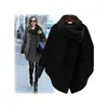 Plus Size S-XL New Fashion Coat For Women Solid Black Gray Woolen Coat Long Outerwear Jacket Overcoat Winter Autumn Women