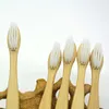 Bambus-Zahnbürste, umweltfreundlich, tragbar, Zungenreiniger, Mundhygiene, weiche Borsten, Holzzahnbürsten, 4 Farben