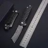 Top Kwaliteit VG10 Damascuss Steel Blade Flipper Folding Razor Black Stone Wash Steels Handvat Kogellager Fast Open EDC zakmessen
