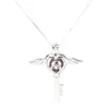 925 Sterling Silver Pick A Pearl Cage Heart Key Wing Medaillon Hanger Ketting Boutique Lady Gift