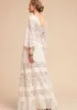 2020 Abiti da sposa Hippie stile country Pizzo manica a campana Plus Size Scollo a V BHLDN Abiti da sposa da sposa in chiffon di pizzo a figura intera