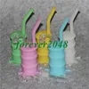 Wholesale Mini glow in the dark Silicone Rigs hookah Dab Bongs Jar Water pipe Silicon Oil Drum Rig