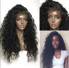 Human Virgin Remy Brasileño Suave Cordón Delantero Del Cordón Encaje Completo Pelucas Rizadas 130% Desnity Color Negro Natural Para Mujeres Negras