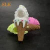 Unique tobacco tube dry herb smoking silicone pipes 4.30 inch small ice cream shape bongs suprise gift