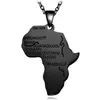 Hip Hop África Mapa Colgante Collar Hombres s Oro Plata Rosa Oro Negro Letras Africano Mapa encanto Cadena de eslabones Para mujeres Hiphop Joyería