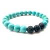 Bracelets de perles de roche de lave chaude 8 mm mode bijoux de charme en pierre naturelle intempéries bracelets de poignets en pierre 2 styles bracelet à breloques turquoise