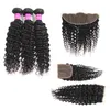 10A kwaliteit menselijk haar steil lichaam diepe watergolf kinky krullende bundels met vetersluiting frontale braziliaanse virgin Weave Weft Extensions Nat en golvend