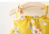 Summer new small girls beach skirt baby clothes children's floral skirts female baby strap dress with hat