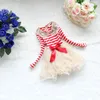 Vieeoease Girls Dress Christmas Stripe Abbigliamento per bambini 2020 Autunno Moda manica lunga in pizzo Tutu Princess Party Dress KU0399887771
