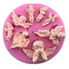 8 Cavity 요정 천사 베이비 실리콘 몰드 Angelic Cherub with Wings 케이크 용 실리콘 몰드 Fondant Chocolate Polymer Clay Moulds