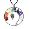 Tree of Life Owl 7 Chakra Kristall Natursten Halsband Hänge kvinnor halsband Mode Smycken kommer och sandiga