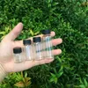 8ml 15ml 20ml 25mlプラスチックキャップ付きガラスボトルブラックネジ飾るガラスバイアルプラスチックジャーボトル50pcs
