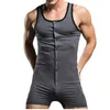 패션 슬림 피트니스 Bodysuit 남자 바디 셰이퍼 민소매 jumpsuit romper corset 남자 목화 권투 선수 슬리밍 속옷