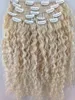 braziliaanse virgin remy krullend haar weft clip in natuurlijke kinky curl weeft onbewerkte blonde 613 menselijke extensions