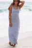 Femmes Casual Rayé Maxi Robe Designger Filles Sandy Beach Été Crop Top Gilet Robes Formelle Dos Nu Jupe Soirée Sexy Femmes Maxi Vêtements Robes