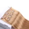 Elbess Hair -Straight Fale Clip in Humanhair Extensions 100g / zestaw 7 sztuk Klip na Remy Human Hairs