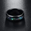 Nuncad 8mm Men's Abalone Shell & Polished Black Faceted Tungsten Carbide Rings Wedding Bands Size 7-12