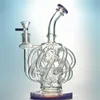 Großhandel DHL-freie Bongs Glas 12 Recycler-Röhrenbongs Bunte Wasserpfeifen Vortex Recycler Dab Rigs Super Cyclone Bong-Rohr mit Schüssel XL137