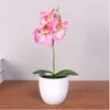 1 Set Phalaenopsis Topf künstliche Orchideenblume mit Schaumblatt und Kunststoffvase Simulation Blume Dekoration für Heimtisch