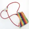 Mens Sexy Thong Mini Pouch Diamond Back Rainbow Stripes Prints Stretchy Swimsuit Tricot G4504 Men Underwear