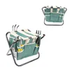 Conjunto de ferramentas de jardim com banco de aço dobrável e bolsa de ferramentas de lona removível Bolsa de ferramentas AllInOne com vários bolsos Green272G6764300