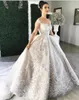 Ny 2019 Design Bröllopsklänningar Saudiarabien Lace Appliqued Sheer Neck Bridal Gowns Plus Storlek Country Court Train Bröllopsklänning