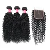 8a Remy Malezja prosta fala ciała Kinky Curly Loose Wave Fala głęboka 3 wiązki z koronkowymi końcami 4x4 Remy ludzkie włosy wiązki z 2059