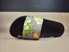 Mens en Womens Fashion Signature Blossom Floral Pattern Printing Lederen Slip-on Sanals met doos en stofzakken