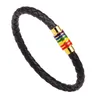 Pulsera trenzada hecha a mano del orgullo LGBT del arco iris, cierre magnético de tejido de cuero PU, joyería de acero inoxidable al por mayor