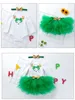 Abiti per bambini di Natale ragazze Pagliaccetto con stampa di cervi di Natale alci + gonne di pizzo tutù + Fascia con paillettes 3 pezzi / set Set di abbigliamento per bambini di Babbo Natale 2 colori C5310