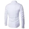 Nieuwigheid knop mannelijke witte blouse tij dubbele breasted knappe man shirt mannen business casual stijl slank blusa kantoor werk slijtage