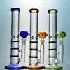 3 couches peign Bongs verre Tube droite Bong DAB Plate-forme Amber Tuyau d'eau Couleur Fumeurs Tuyaux Huile Huile Coiffée avec bol 14mm WP525