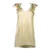 New Eur Size Holiday Dress Floral Embroidery Dress Fashion Deep V Neck Sleeveless Sexy Beach Mini Dress Fit For Summer