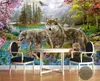 Foto personalizzata 3d wallpaper grigio lupo cani moderno bellissimo fiore di pesco TV sfondo carta da parati adesivo murale